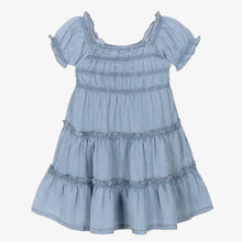 Load image into Gallery viewer, Mayoral Girls Blue Tiered Chambray Dress
