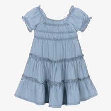 Load image into Gallery viewer, Mayoral Girls Blue Tiered Chambray Dress

