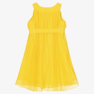 Mayoral Girls Bright Yellow Pleated Chiffon Dress