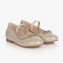 Load image into Gallery viewer, Mayoral Girls Gold Ballerina Pumps
