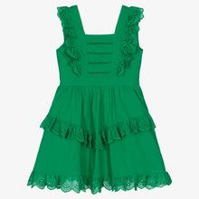Load image into Gallery viewer, Mayoral Girls Green Cotton Dress
