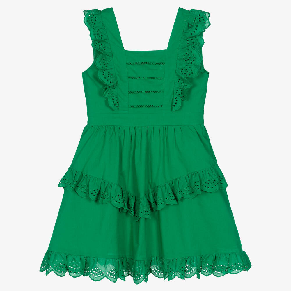 Mayoral Girls Green Cotton Dress