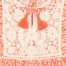 Load image into Gallery viewer, Mayoral Girls Orange Floral Print &amp; Crochet Cotton Dress
