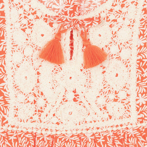 Mayoral Girls Orange Floral Print & Crochet Cotton Dress