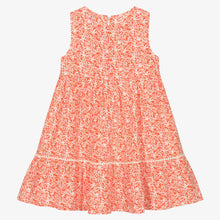 Load image into Gallery viewer, Mayoral Girls Orange Floral Print &amp; Crochet Cotton Dress
