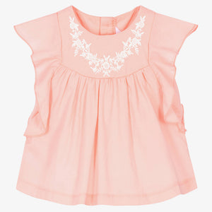 Mayoral Girls Pink Embroidered Blouse