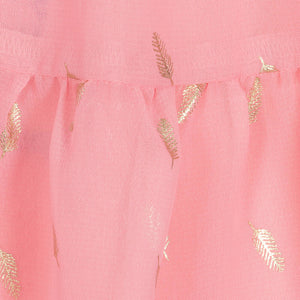Mayoral Girls Pink & Gold Feather Chiffon Blouse