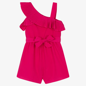 Mayoral Girls Pink Pleated Asymmetrical Playsuit