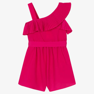 Mayoral Girls Pink Pleated Asymmetrical Playsuit