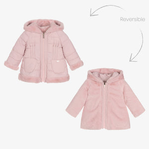 Mayoral Girls Pink Reversible Coat