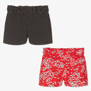 Mayoral Girls Red & Black Jersey Shorts (2 Pack)
