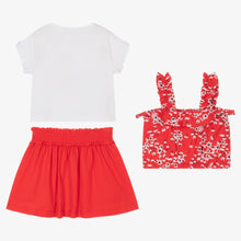 Load image into Gallery viewer, Mayoral Girls Red Cotton Floral Skirt Set
