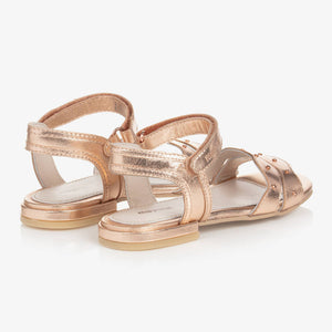 Mayoral Girls Rose Gold Leather Scalloped Sandals