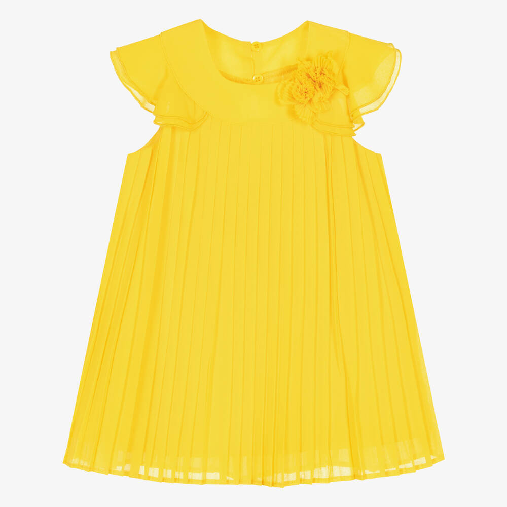 Mayoral Girls Sun Yellow Pleated Chiffon Dress