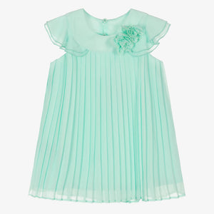 Mayoral Girls Turquoise Blue Pleated Chiffon Dress