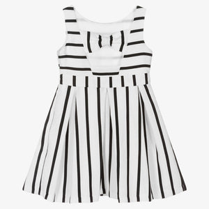 Mayoral Girls White & Black Striped Dress