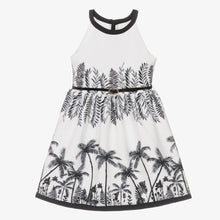 Load image into Gallery viewer, Mayoral Girls White &amp; Black Tropical Print Dress
