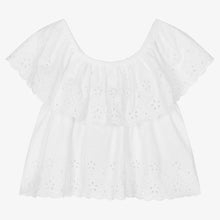Load image into Gallery viewer, Mayoral Girls White Broderie Anglaise Blouse
