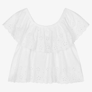 Mayoral Girls White Broderie Anglaise Blouse