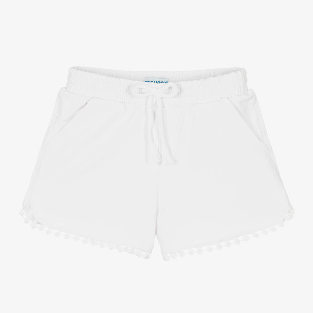 Mayoral Girls White Cotton Jersey Shorts