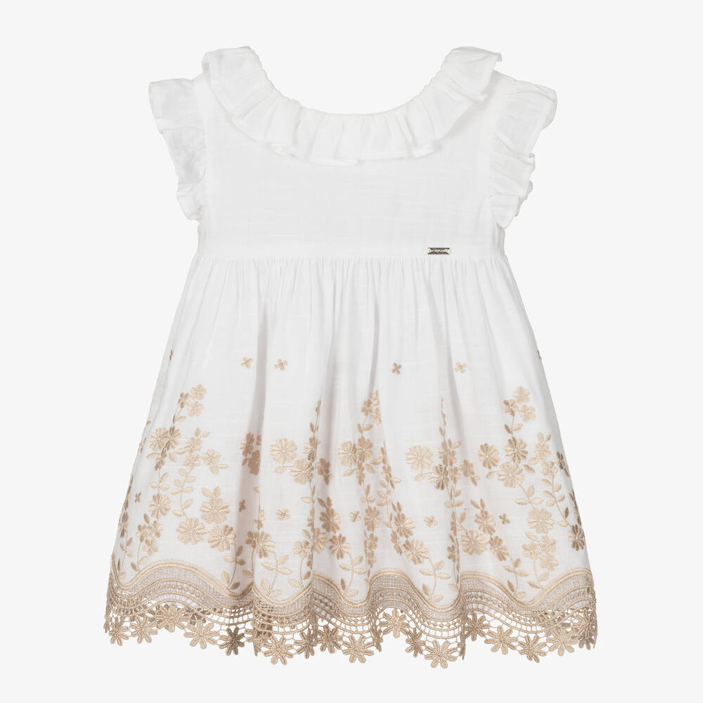 Mayoral Girls White Embroidered Dress