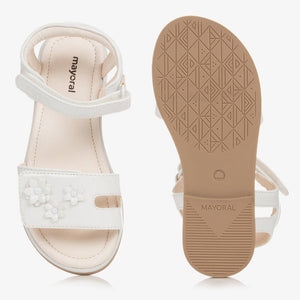 Mayoral Girls White Patent Velcro Sandals