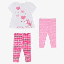 Load image into Gallery viewer, Mayoral Girls White &amp; Pink Cotton Leggings Set
