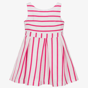 Mayoral Girls White & Pink Striped Dress