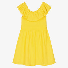 Load image into Gallery viewer, Mayoral Girls Yellow Cotton Seersucker Dress
