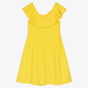 Mayoral Girls Yellow Cotton Seersucker Dress