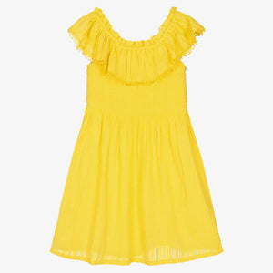 Mayoral Girls Yellow Cotton Seersucker Dress