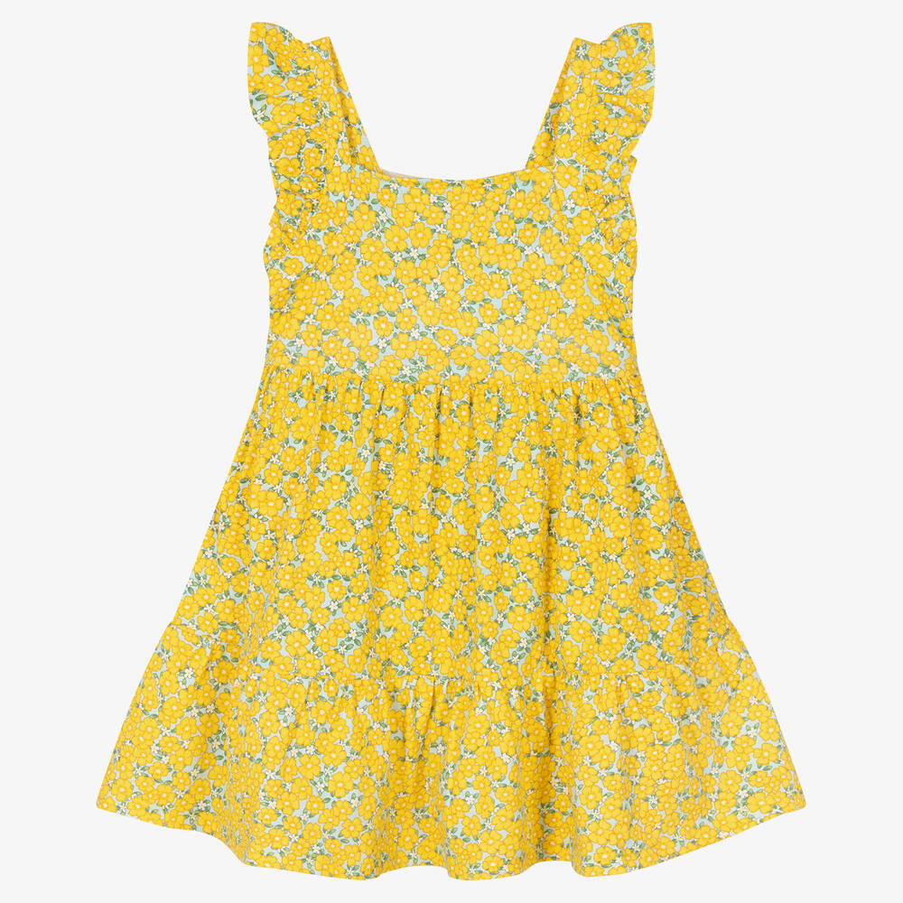 Mayoral Girls Yellow Floral Cotton Dress