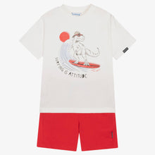 Load image into Gallery viewer, Mayoral Ivory &amp; Red Cotton Dinosaur Shorts Set
