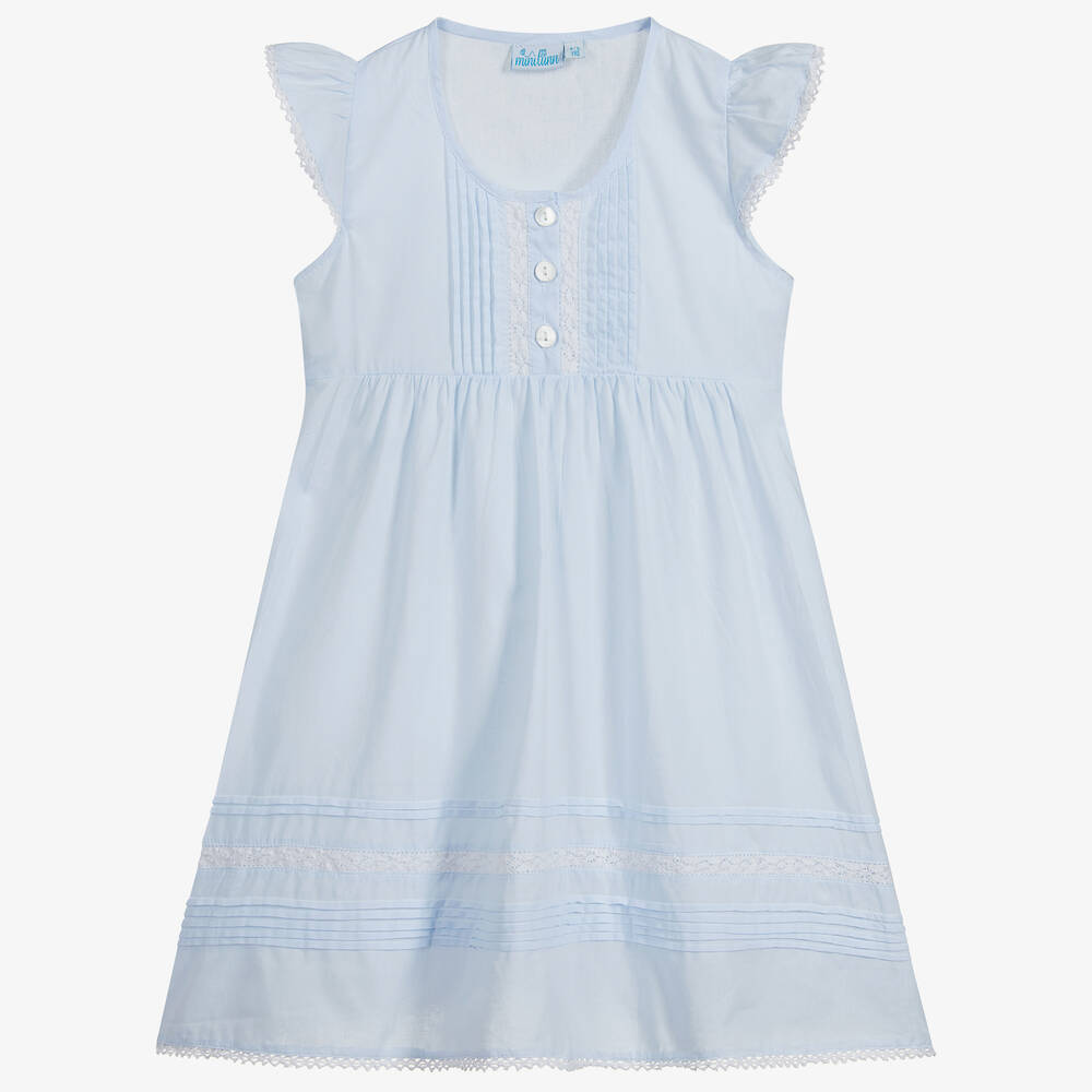 Mini Lunn Girls Blue Cotton Nightdress