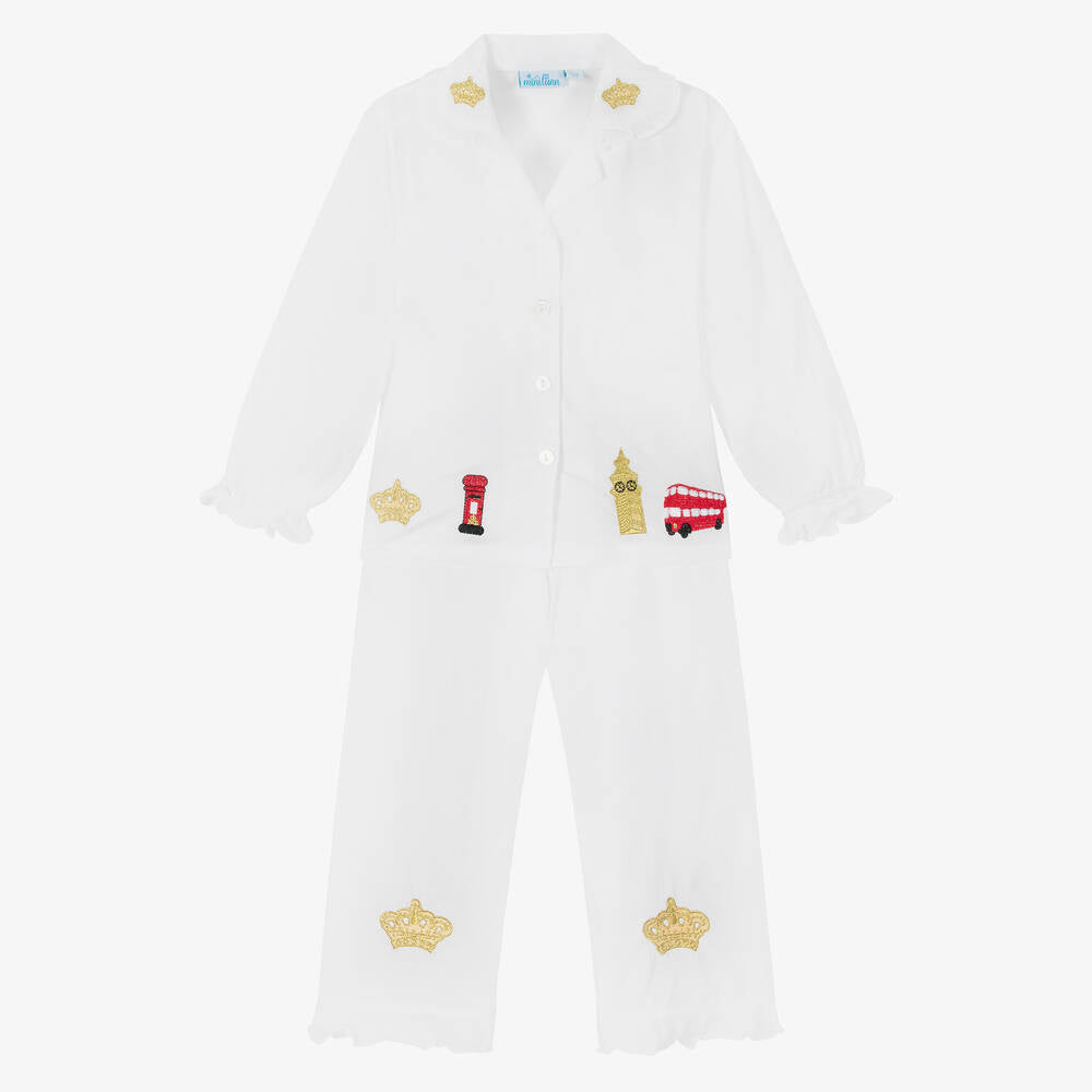 Mini Lunn Girls White London Pyjamas