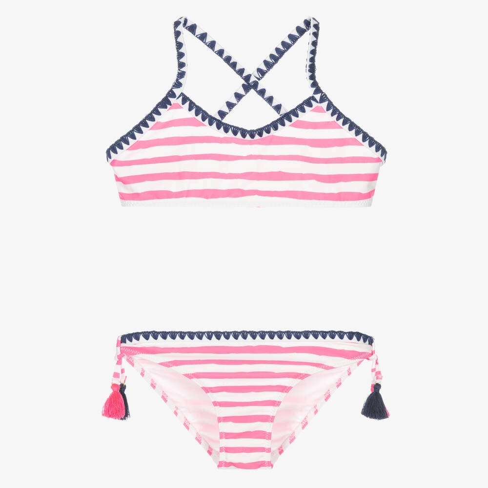 Sunuva Girls Pink & White Striped Bikini