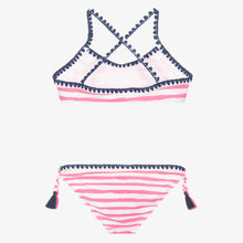 Load image into Gallery viewer, Sunuva Girls Pink &amp; White Striped Bikini
