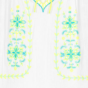 Sunuva Girls White Cotton Embroidered Dress