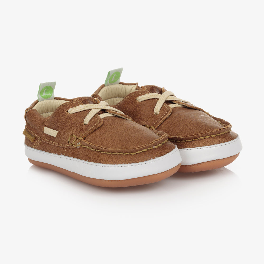 Tip Toey Joey Baby Boys Brown Boat Shoes