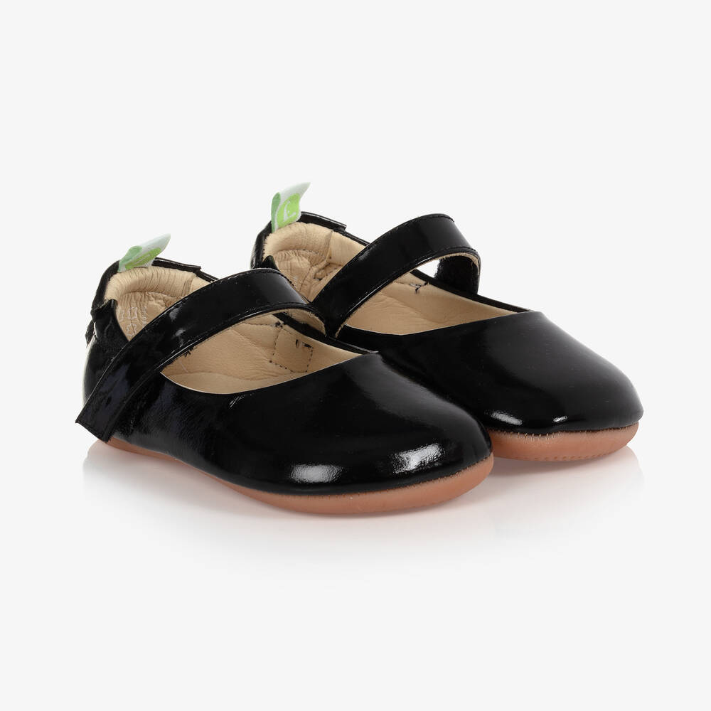 Tip Toey Joey Baby Girls Black Leather Shoes