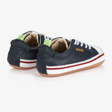 Load image into Gallery viewer, Tip Toey Joey Blue Leather Baby Trainers
