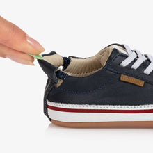 Load image into Gallery viewer, Tip Toey Joey Blue Leather Baby Trainers

