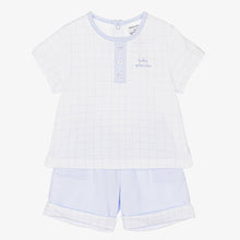 Load image into Gallery viewer, Tutto Piccolo Baby Boys Blue &amp; White Shorts Set
