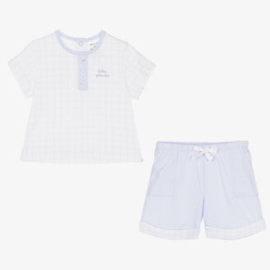 Tutto Piccolo Baby Boys Blue & White Shorts Set
