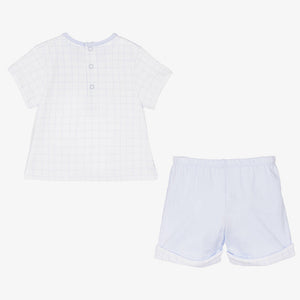 Tutto Piccolo Baby Boys Blue & White Shorts Set