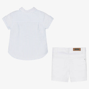 Tutto Piccolo Boys Blue Stripe Cotton Shorts Set