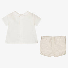 Load image into Gallery viewer, Tutto Piccolo Boys Ivory &amp; Beige Linen Shorts Set
