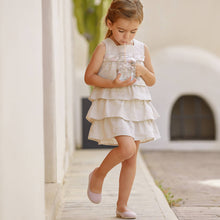 Load image into Gallery viewer, Tutto Piccolo Girls Beige Tiered Linen Dress
