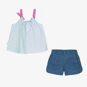 Tutto Piccolo Girls Blue Cotton Shorts Set