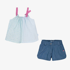 Tutto Piccolo Girls Blue Cotton Shorts Set